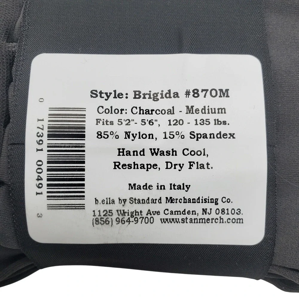 Charcoal Dark Gray FOOTLESS Nylon Tights Ladies Medium Opaque B.ella Brigida NEW